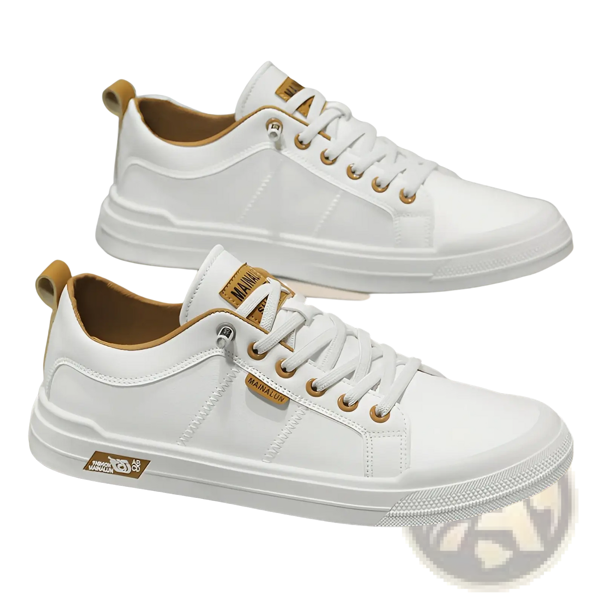 Men's White Minimalist Leather Casual Sneakers