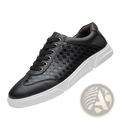 Men's Woven Leather Casual Sneakers White Black