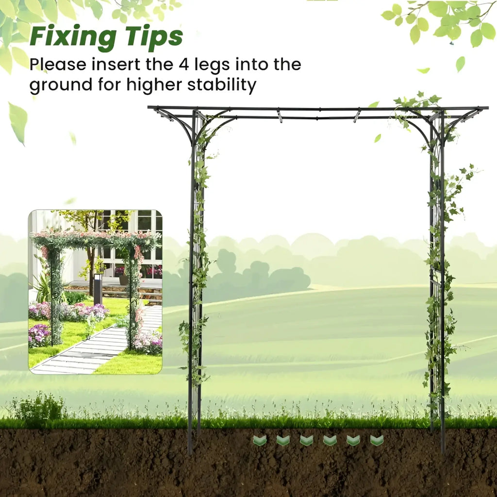 Metal Garden Arbor Archway for Climbing Plants 81in