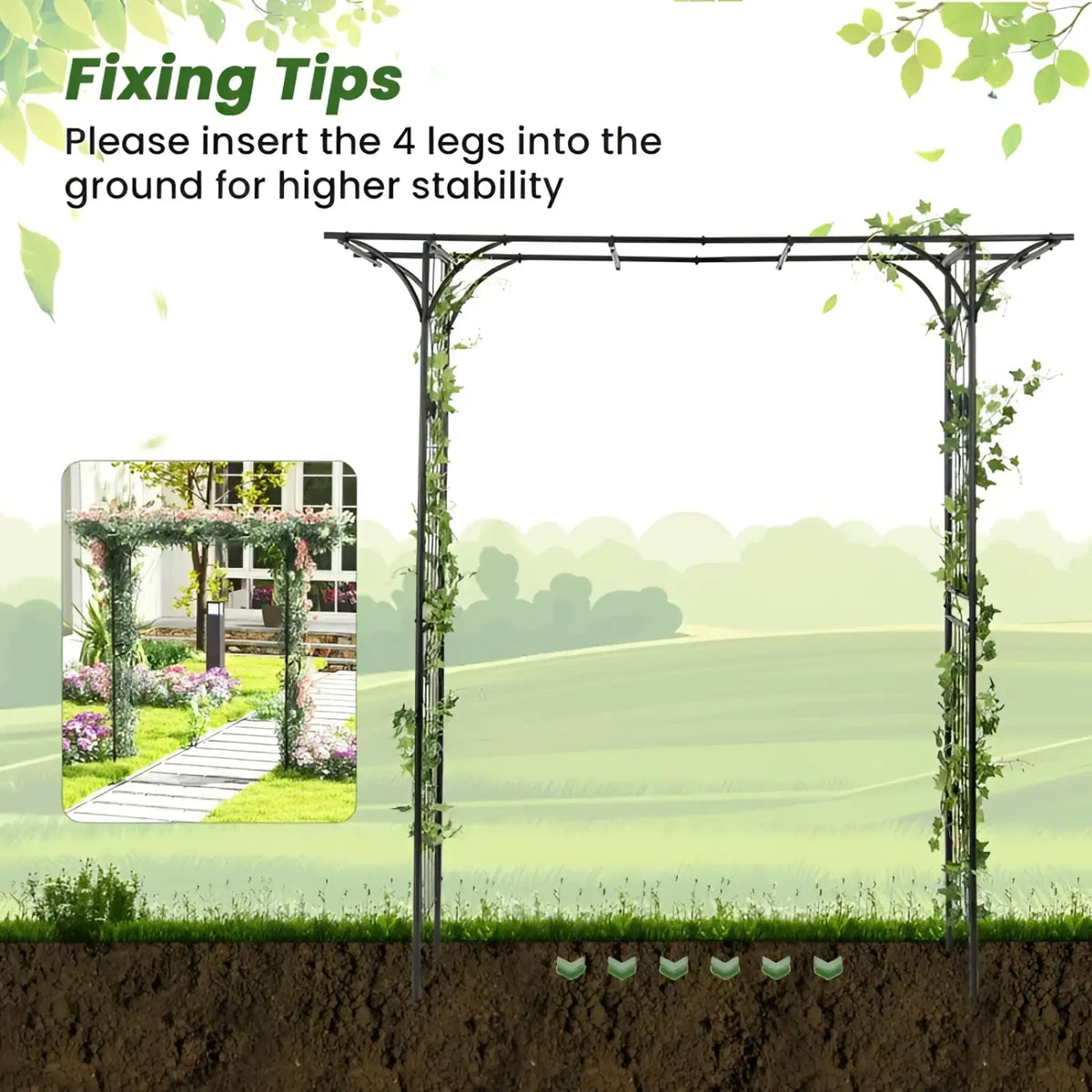 Metal Garden Arbor Archway for Climbing Plants 81in