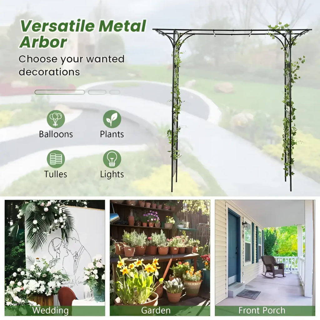 Metal Garden Arbor Archway for Climbing Plants 81in