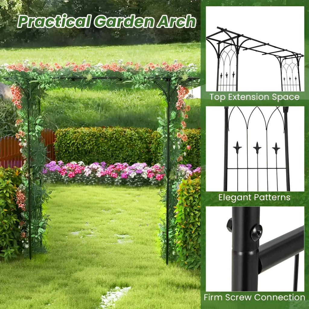 Metal Garden Arbor Archway for Climbing Plants 81in