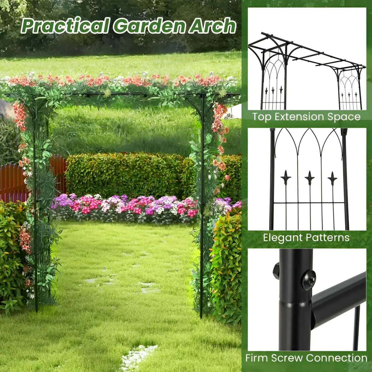 Metal Garden Arbor Archway for Climbing Plants 81in