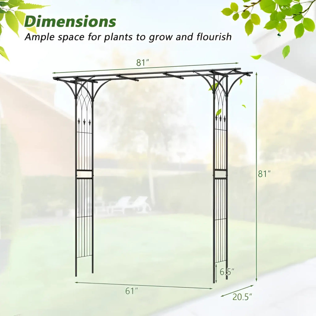 Metal Garden Arbor Archway for Climbing Plants 81in