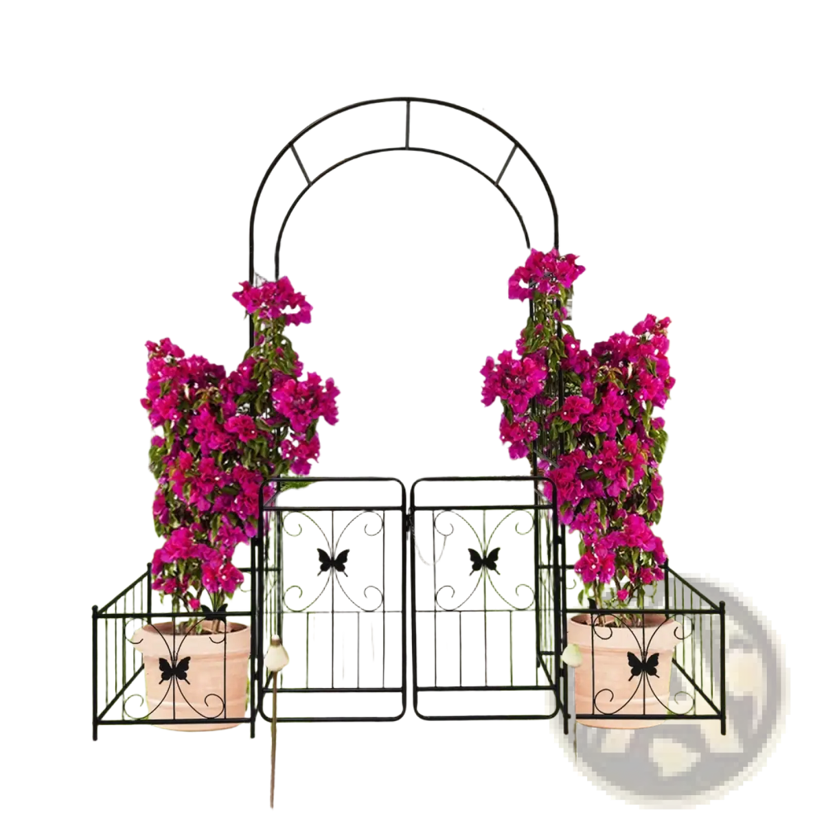 Metal Garden Arch with Gate Butterfly Trellis Arbor