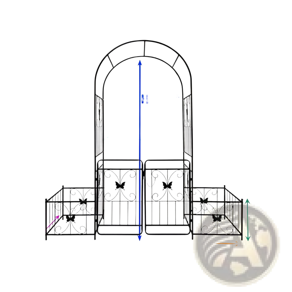 Metal Garden Arch with Gate Butterfly Trellis Arbor