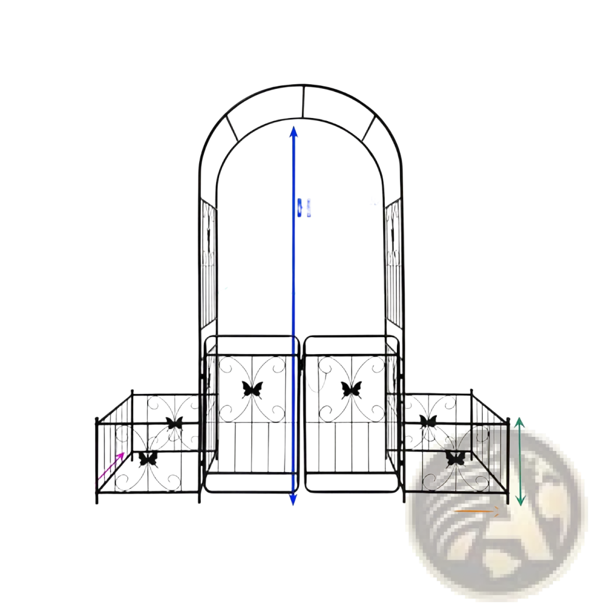 Metal Garden Arch with Gate Butterfly Trellis Arbor