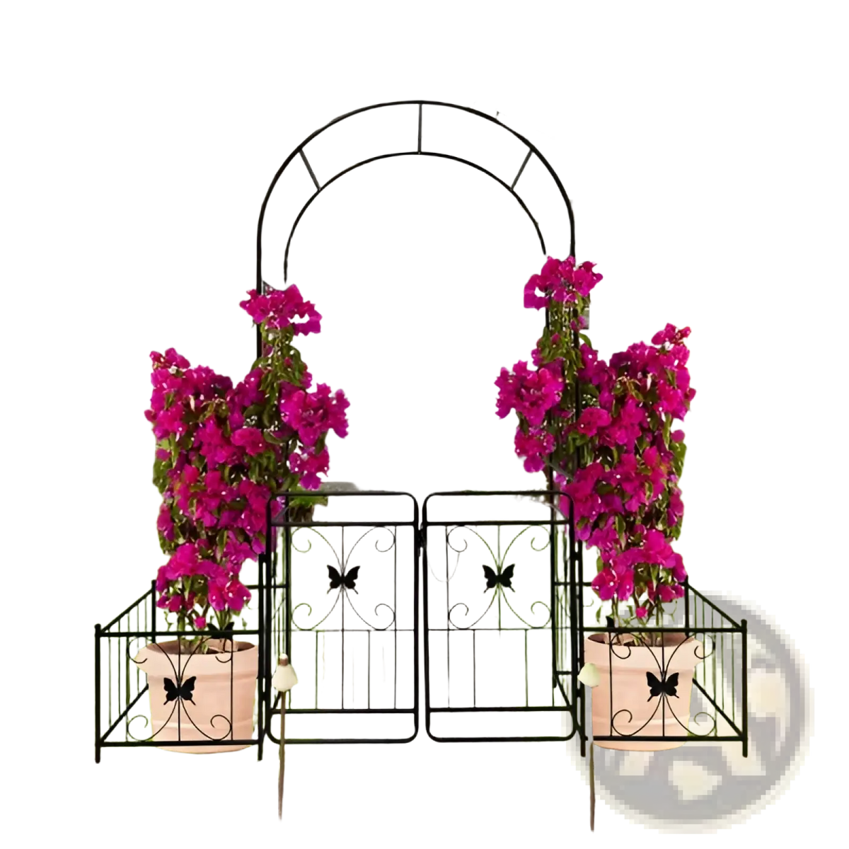 Metal Garden Arch with Gate Butterfly Trellis Arbor