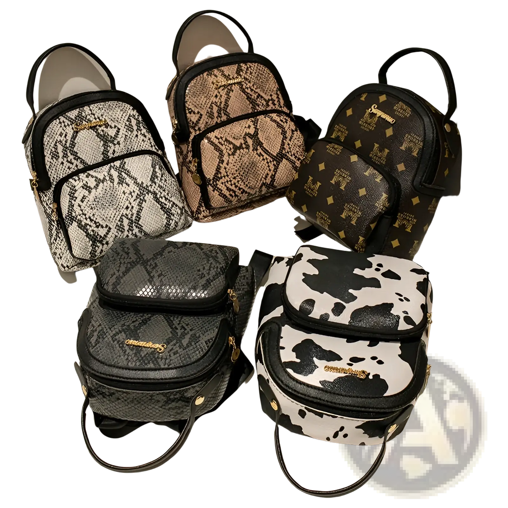 Mini Backpack Cow and Snake Print Korean Style