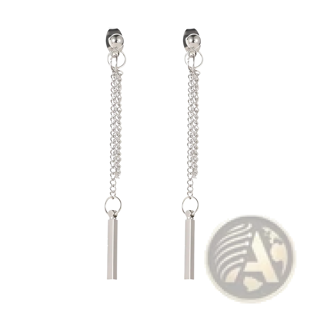 Minimalist Geometric Chain and Bar Dangle Earrings