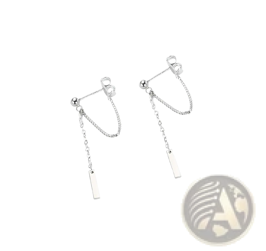 Minimalist Geometric Chain and Bar Dangle Earrings