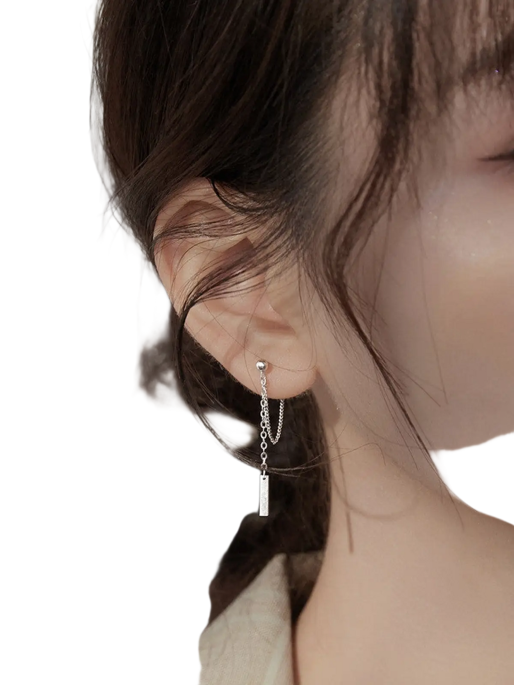Minimalist Geometric Chain and Bar Dangle Earrings
