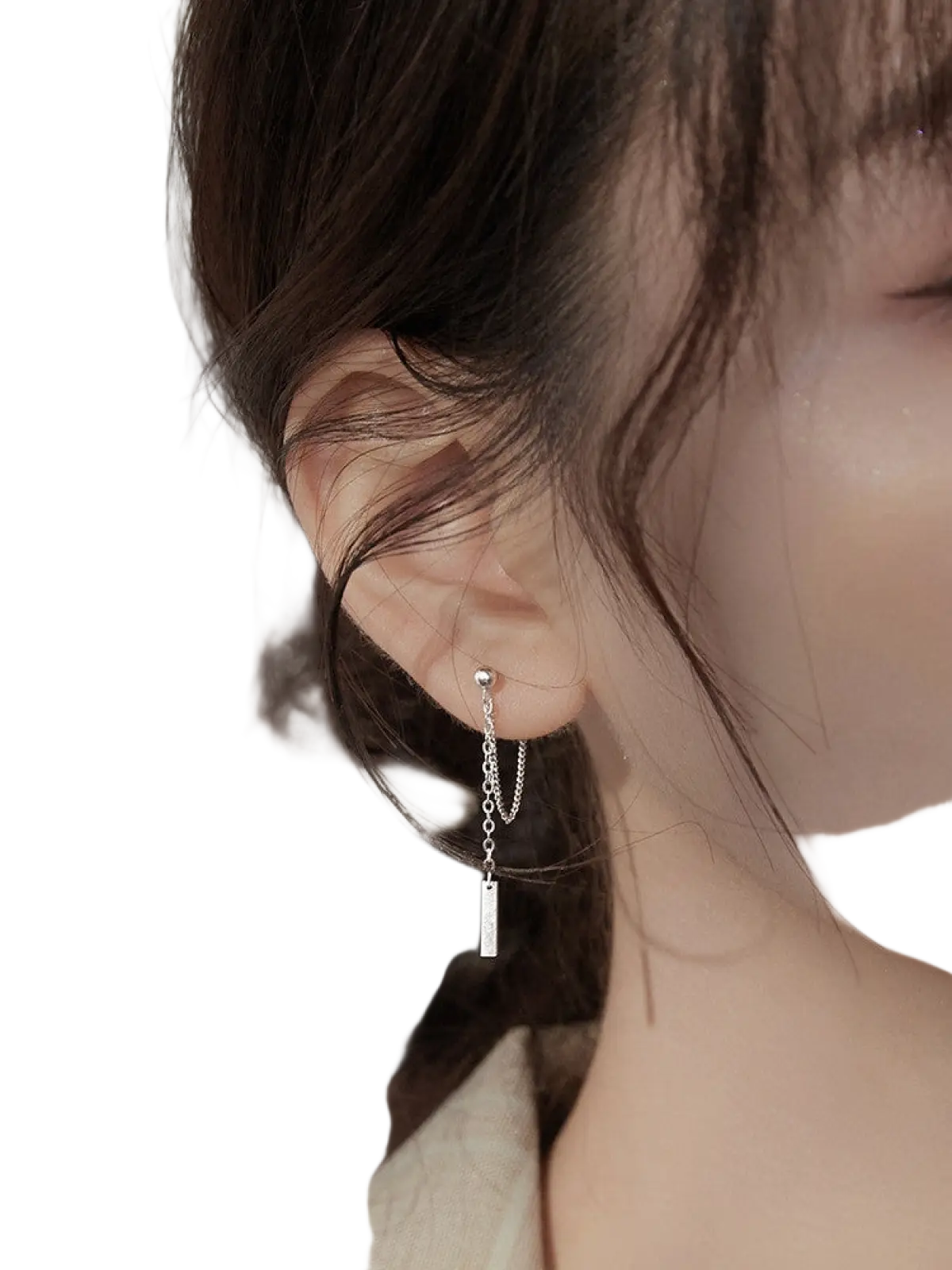 Minimalist Geometric Chain and Bar Dangle Earrings