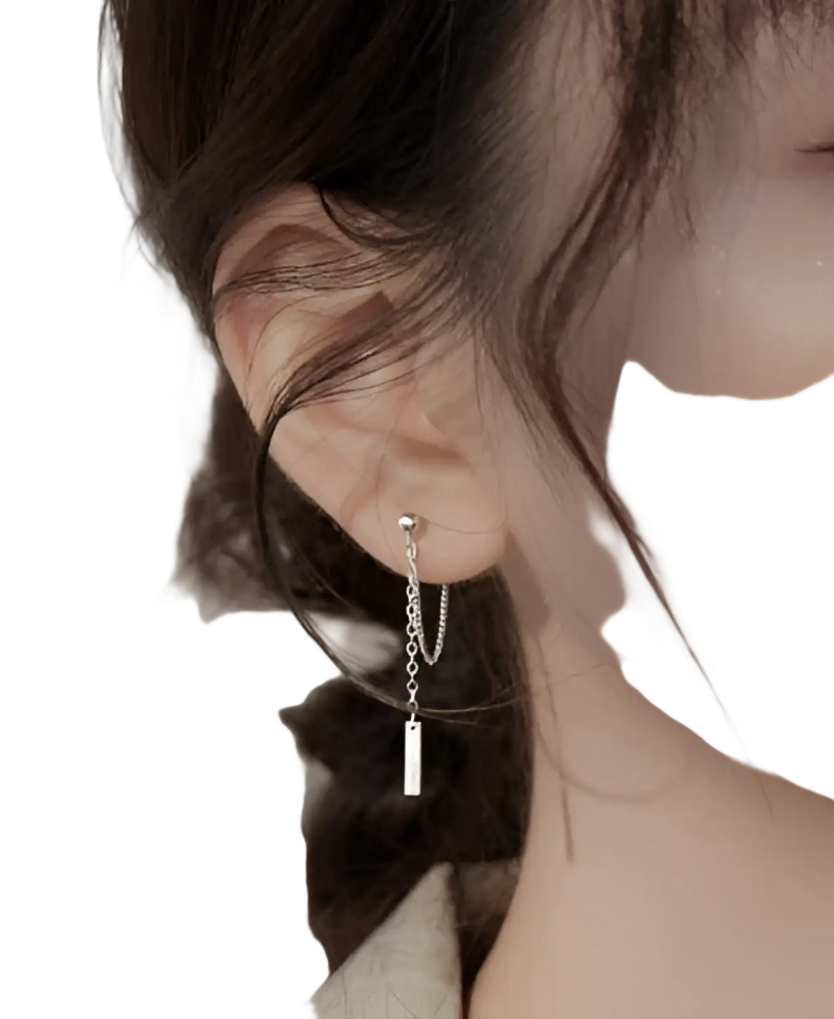 Minimalist Geometric Chain and Bar Dangle Earrings