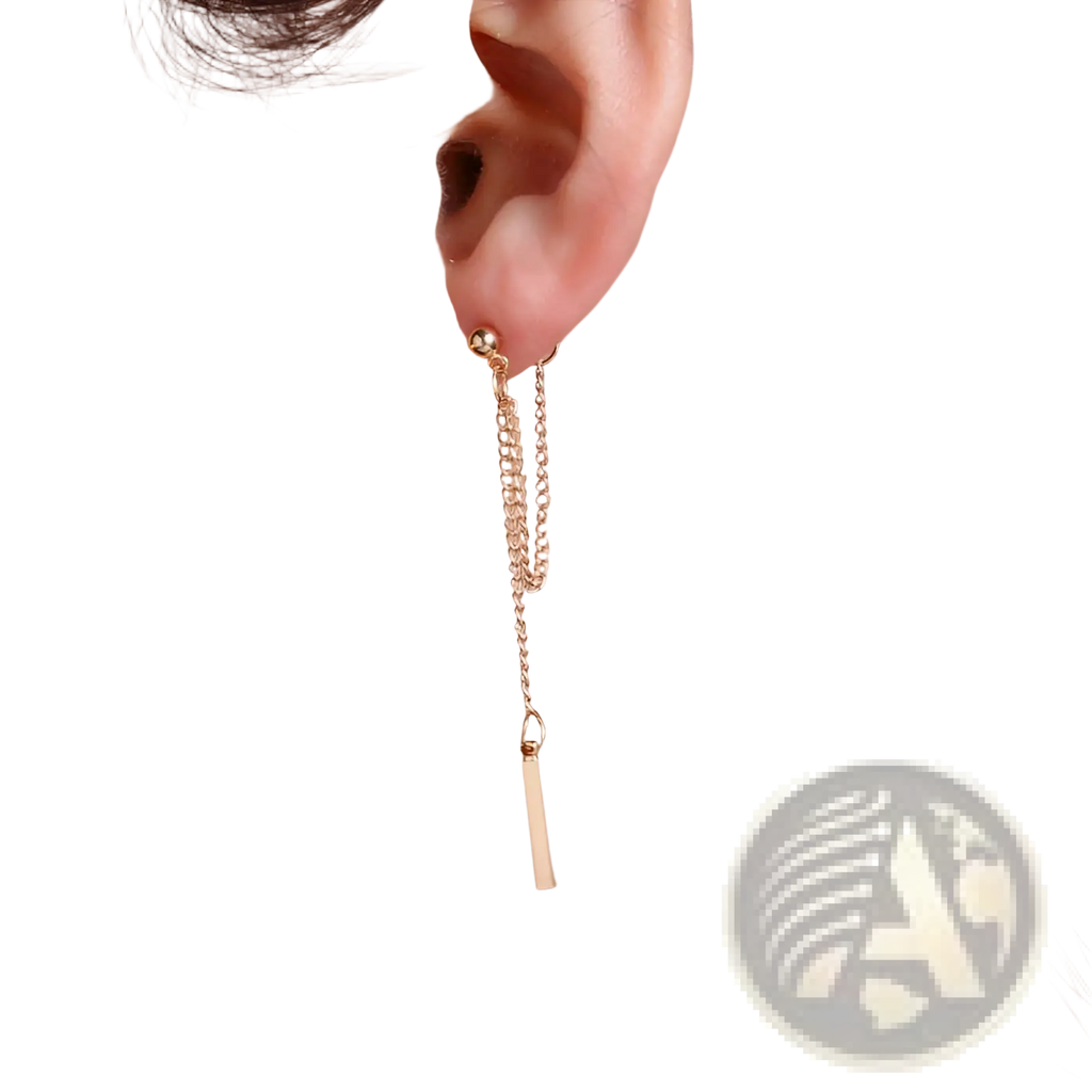 Minimalist Geometric Chain and Bar Dangle Earrings