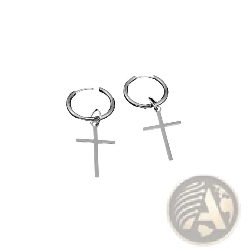 Minimalist Stainless Steel Cross Hoop Earrings