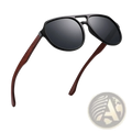 Mirror Lens Wood Temple Aviator Sunglasses