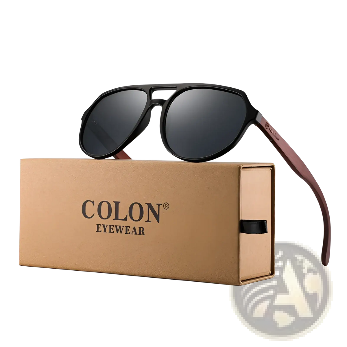 Mirror Lens Wood Temple Aviator Sunglasses