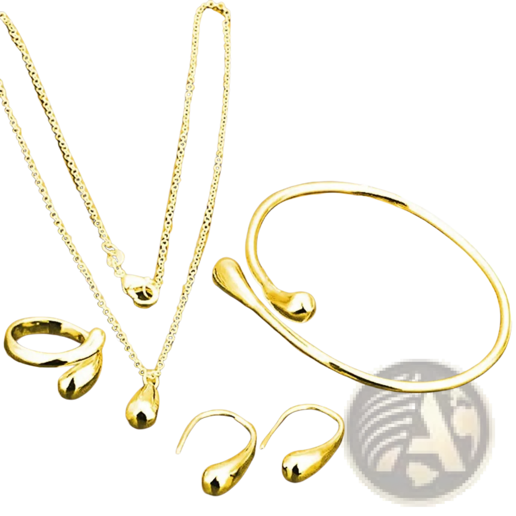 Modern Silver Teardrop Jewelry Set with Mixed Accessories