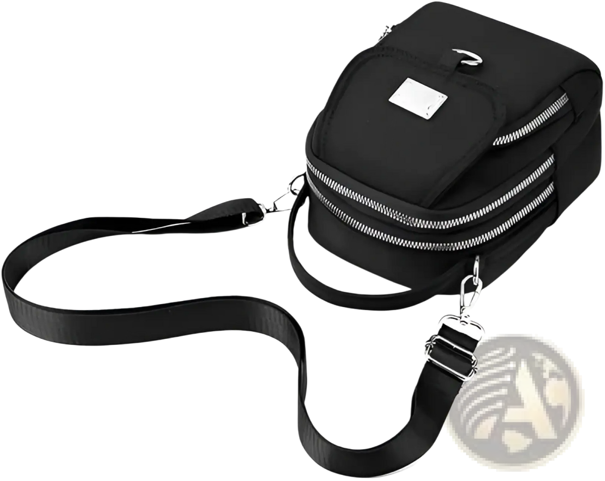 Multi Pocket Nylon Crossbody Bag with Earbud Case Attachment