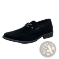 Navy Blue Suede Buckle Loafers with Non Slip Rubber Soles