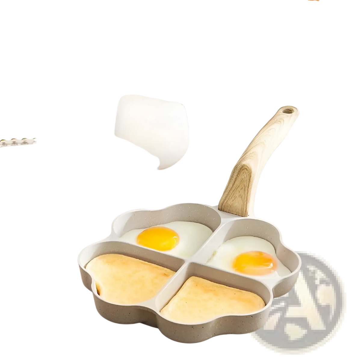 Nonstick Four Hole Egg Frying Pan with Wood Handle
