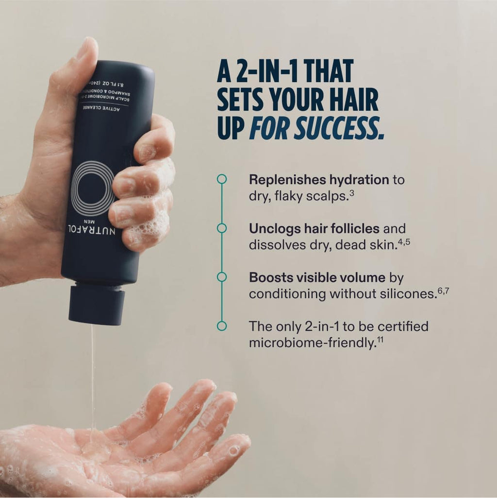 Nutrafol Men Active Cleanse Scalp Microbiome 2-in-1 Shampoo and Conditioner 8.1 Oz