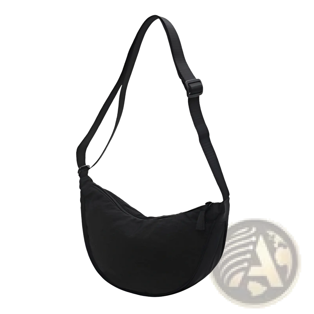 Nylon Dumpling Messenger Bag Curved Crossbody Strap