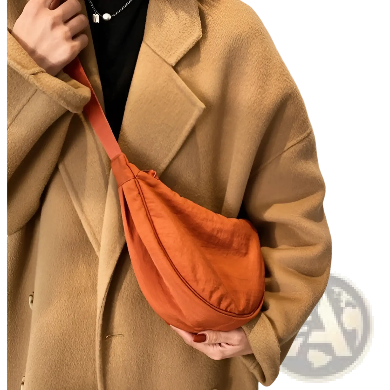Nylon Dumpling Messenger Bag Curved Crossbody Strap