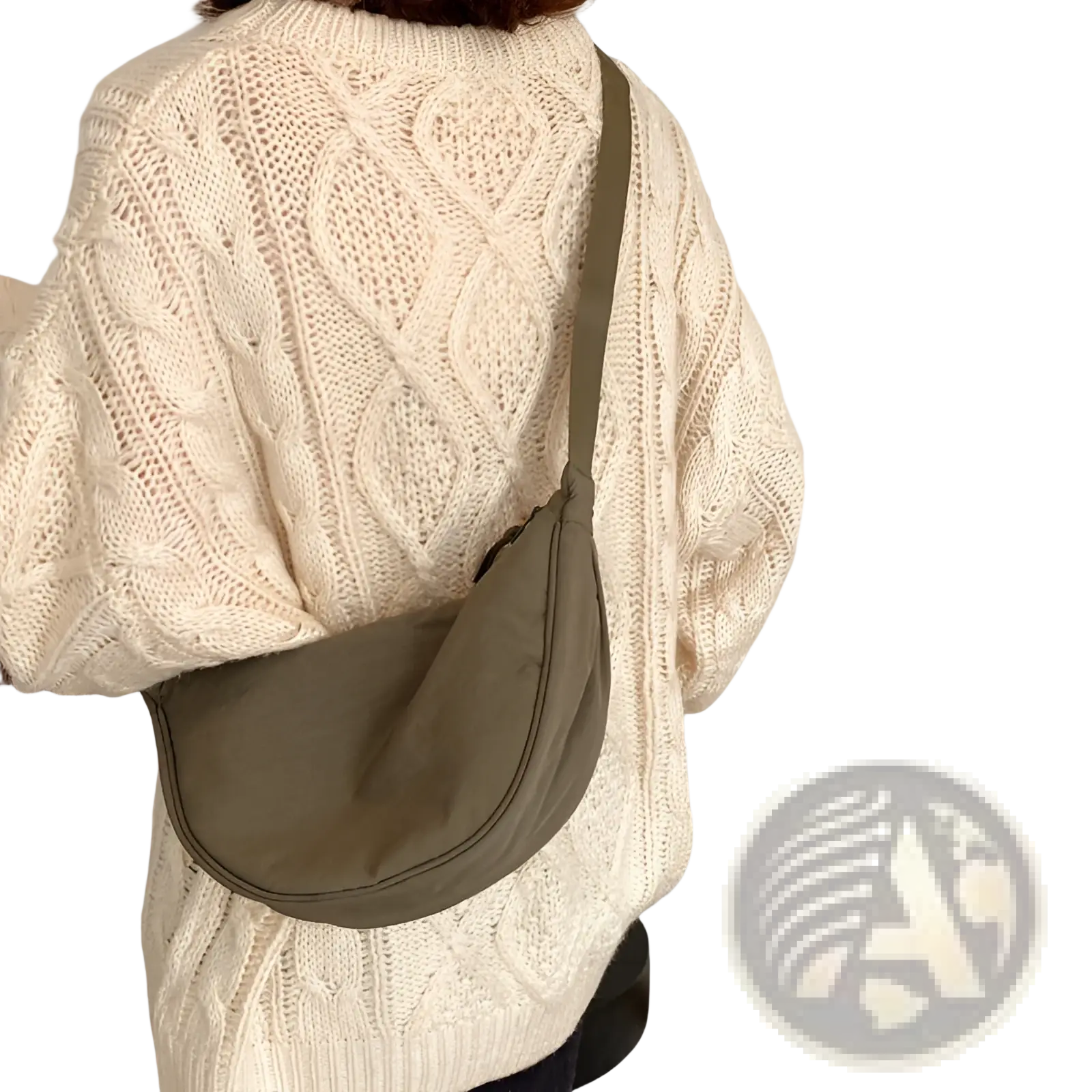 Nylon Dumpling Messenger Bag Curved Crossbody Strap