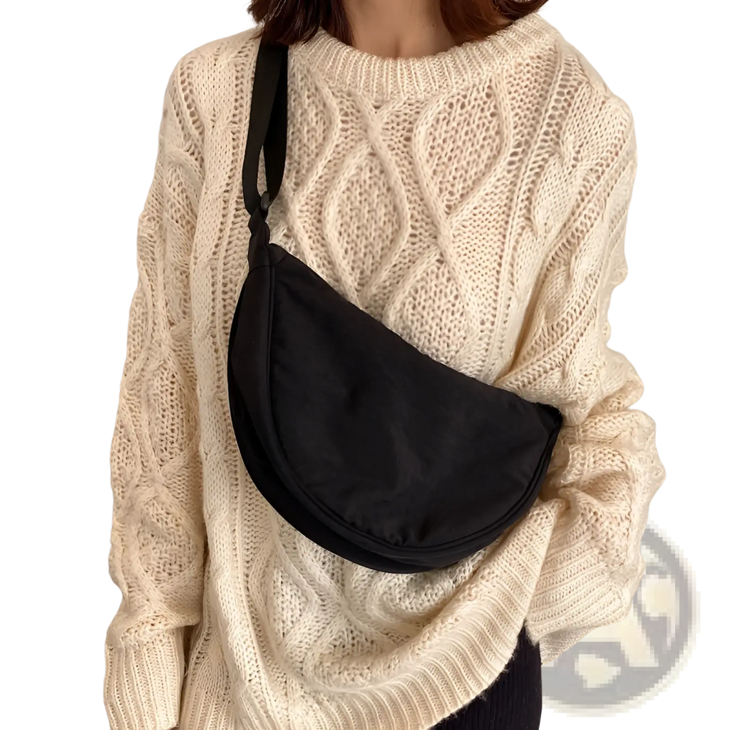 Nylon Dumpling Messenger Bag Curved Crossbody Strap