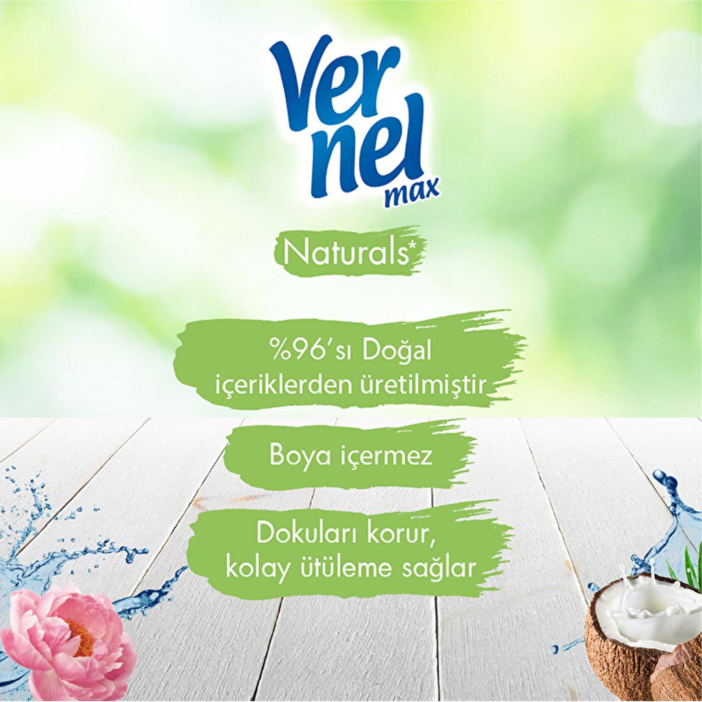 Vernel Concentrated Fabric Softener with Minerals & Coconut - 1440ml, Long-Lasting Fragrance & Natural Ingredients