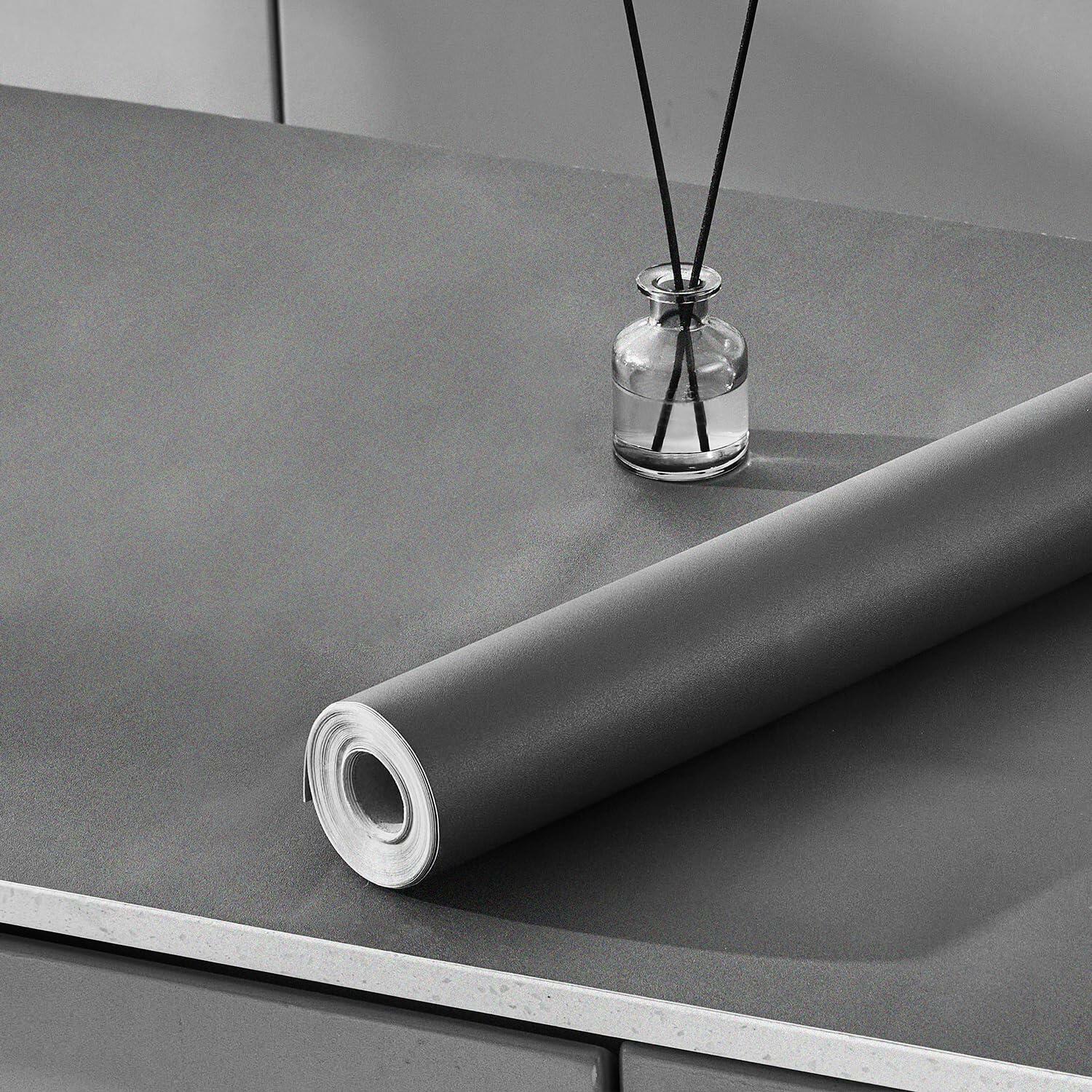 LONGYONG Black Peel and Stick Wallpaper 17.7x197in Waterproof Removable