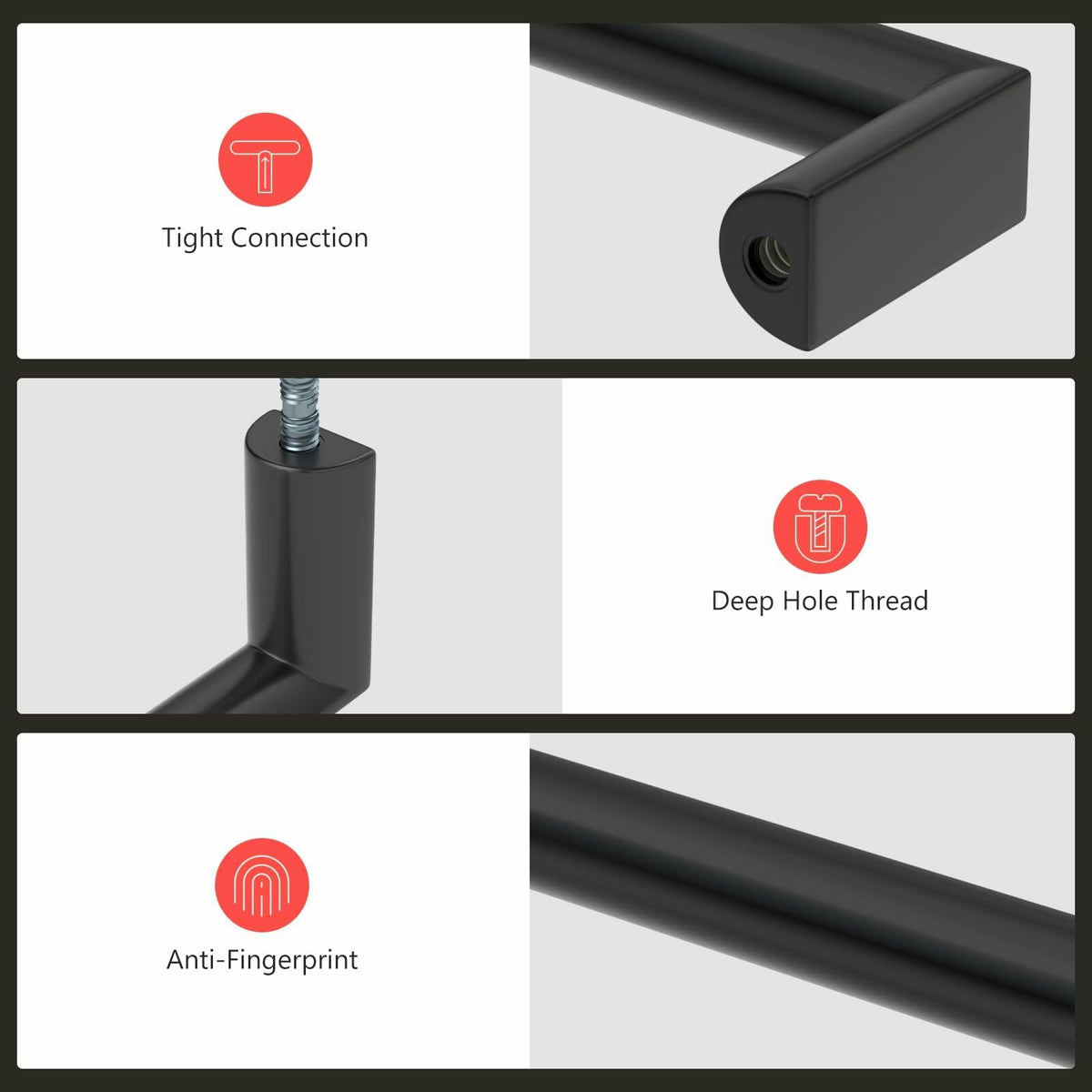homdiy 5Pack 6.25in Matte Black Cabinet Handles 160mm Hole Centers