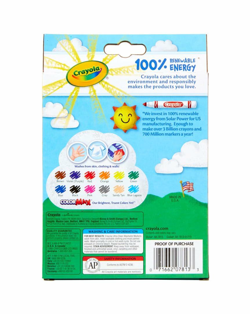 [Like New] Crayola Ultra Clean Fine Line Markers 12ct Washable Colors Arts Crafts