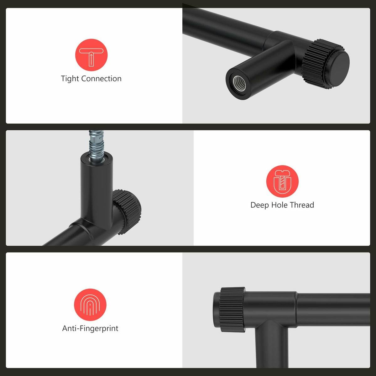 homdiy 10 Pack Matte Black Cabinet Handles 5 Inch Hole Center Zinc Alloy