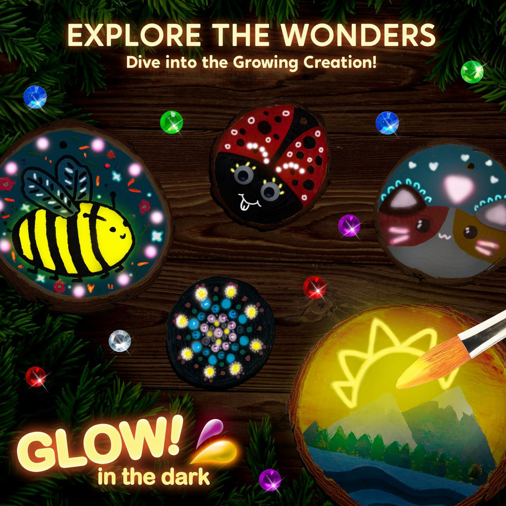 [Like New] Klever Kits Wooden Glow in The Dark Painting Craft Kit Wood Slices