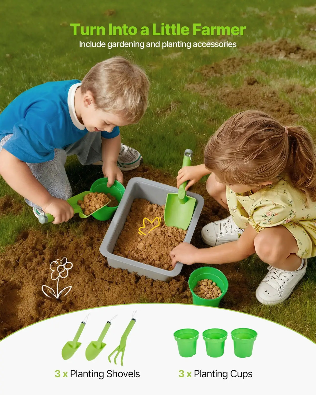 Outdoor Mud Kitchen for Kids with Canopy and Wheels