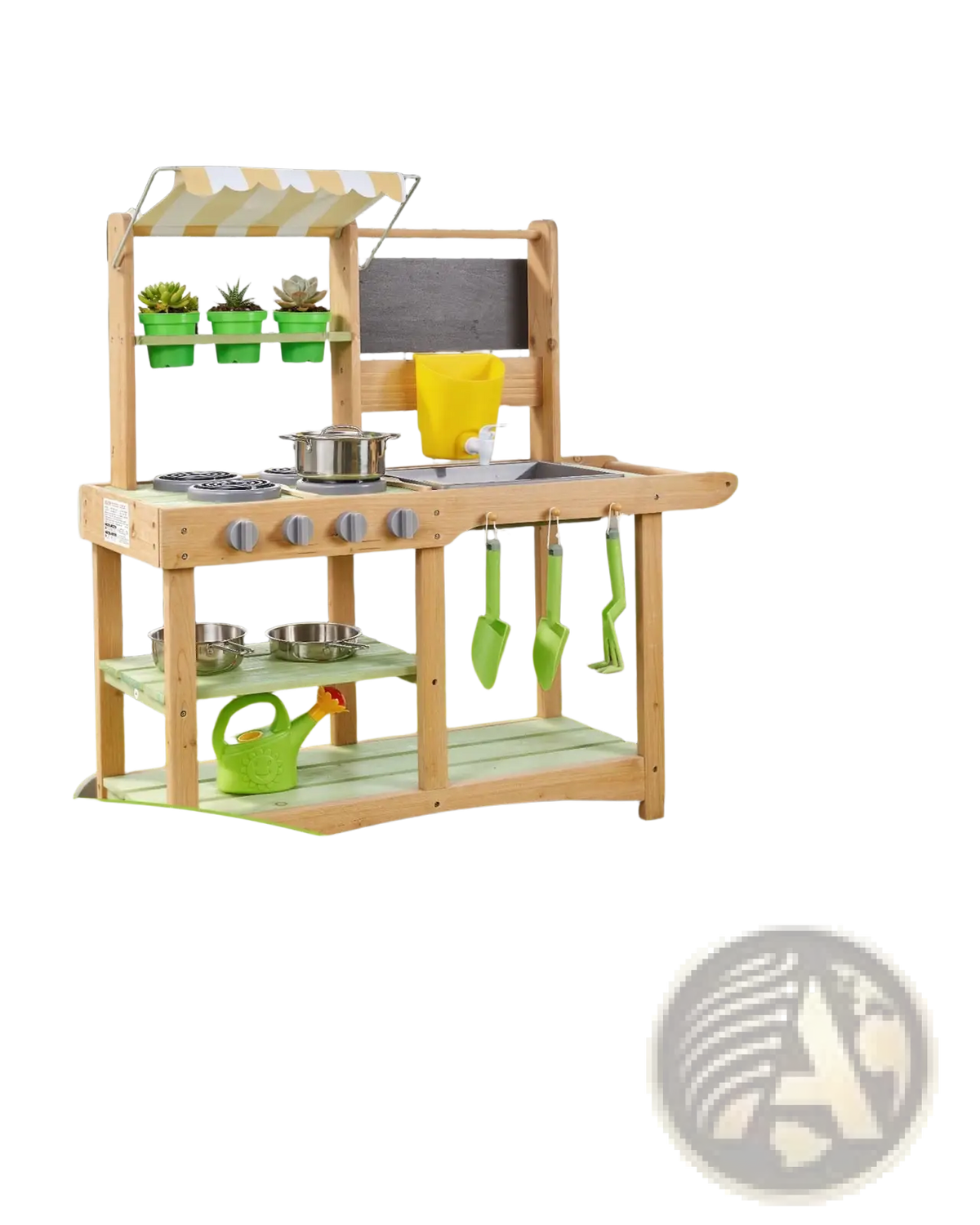 Outdoor Mud Kitchen for Kids with Canopy and Wheels