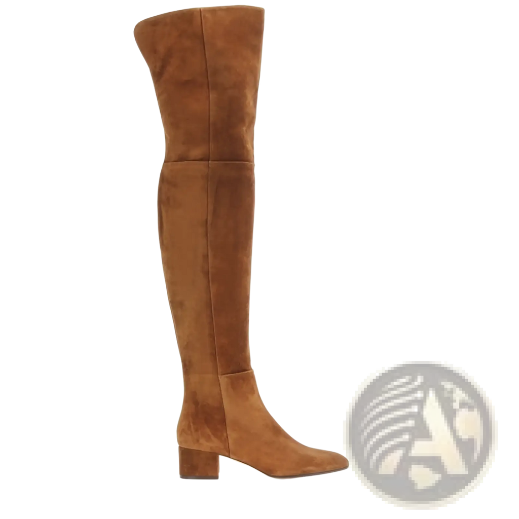 Over the Knee Suede Boots with Low Block Heel