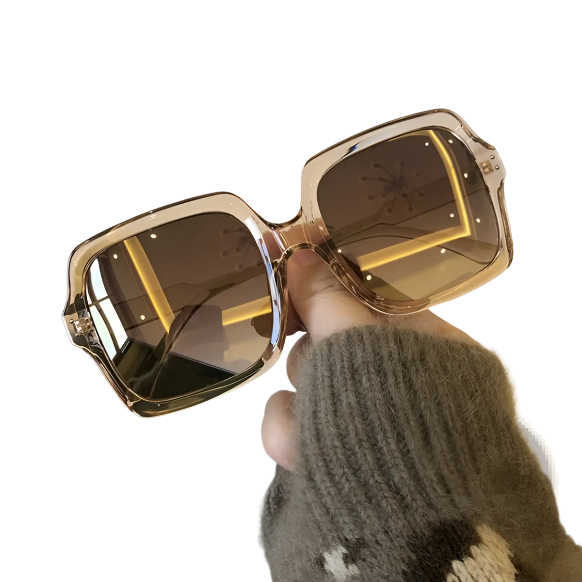 Oversized Square Fashion Sunglasses with Translucent Frames
