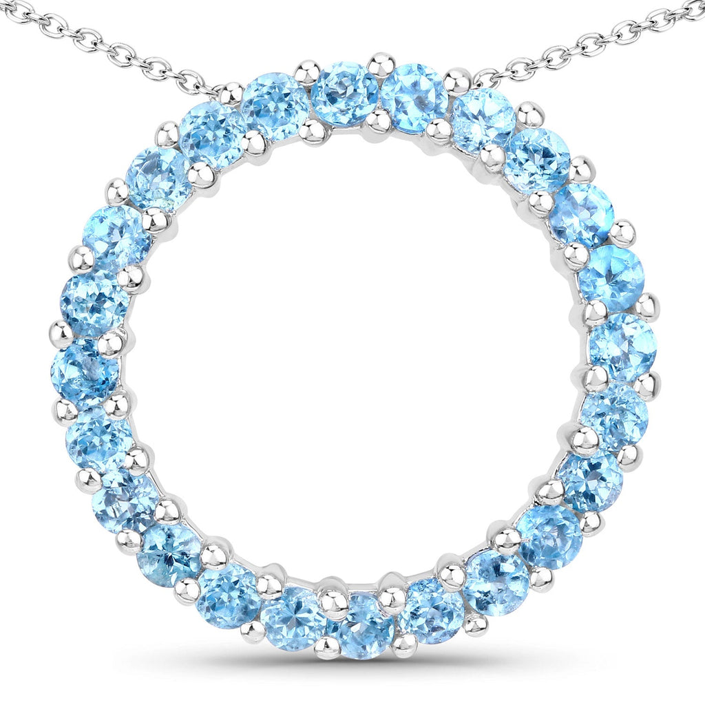 0.86 Carat Genuine Swiss Blue Topaz .925 Sterling Silver Pendant