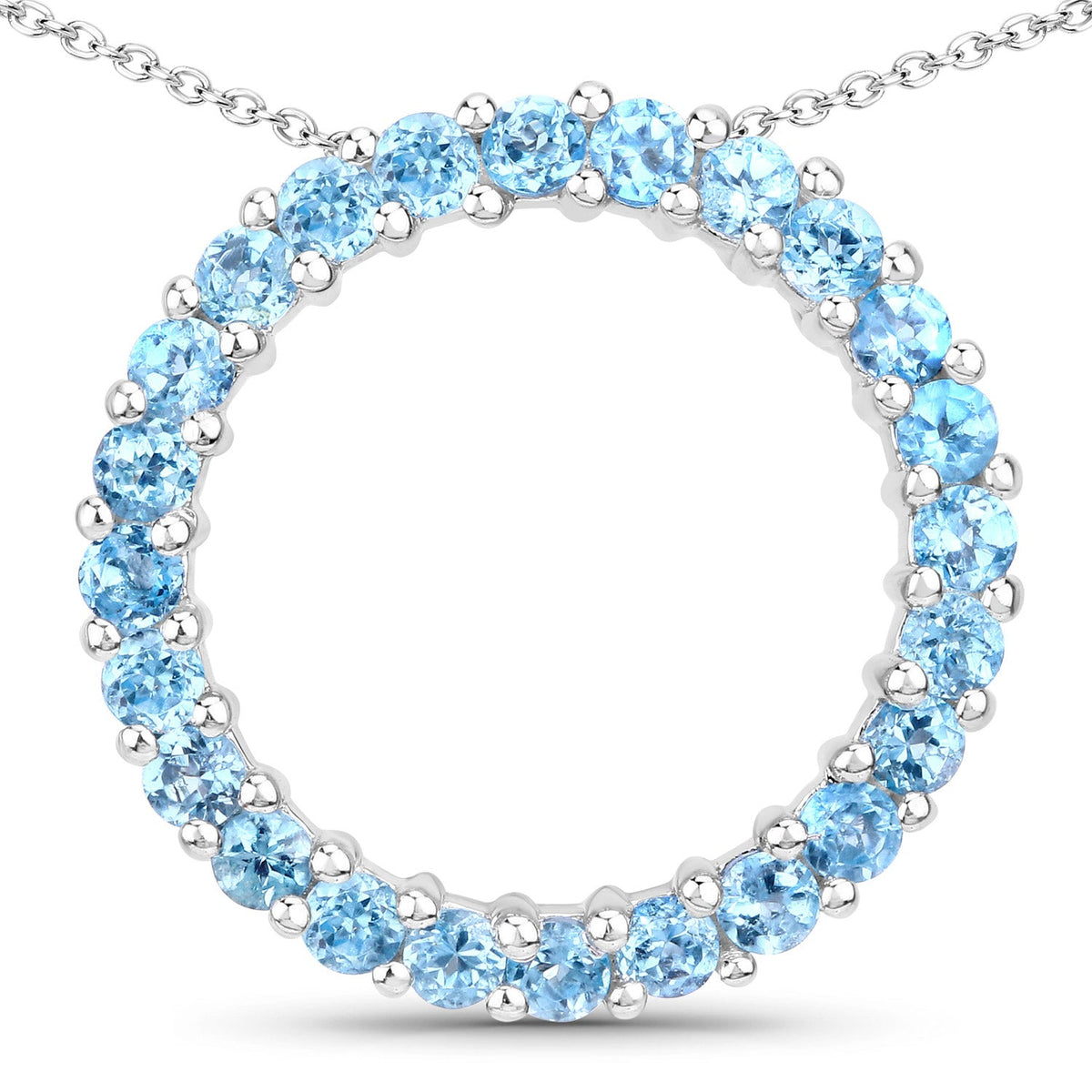 0.86 Carat Genuine Swiss Blue Topaz .925 Sterling Silver Pendant