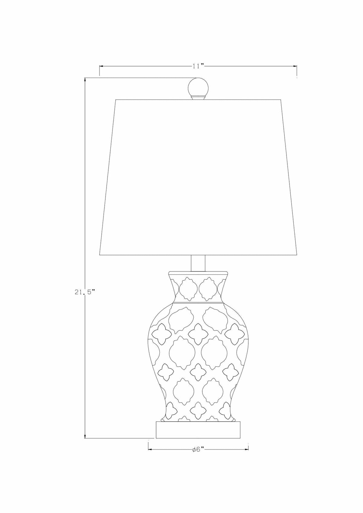 Pangian White & Blue Patterned Ceramic Table Lamp