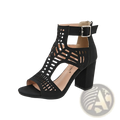 Peep Toe Hollow Block Heel Sandals with Ankle Strap