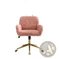 Pink Faux Fur Office Chair with Gold Metal Base