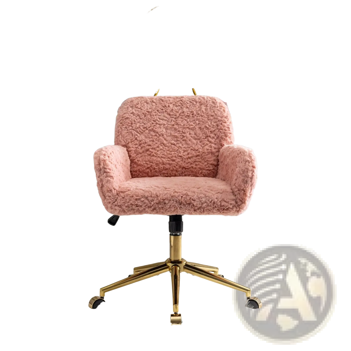 Pink Faux Fur Office Chair with Gold Metal Base