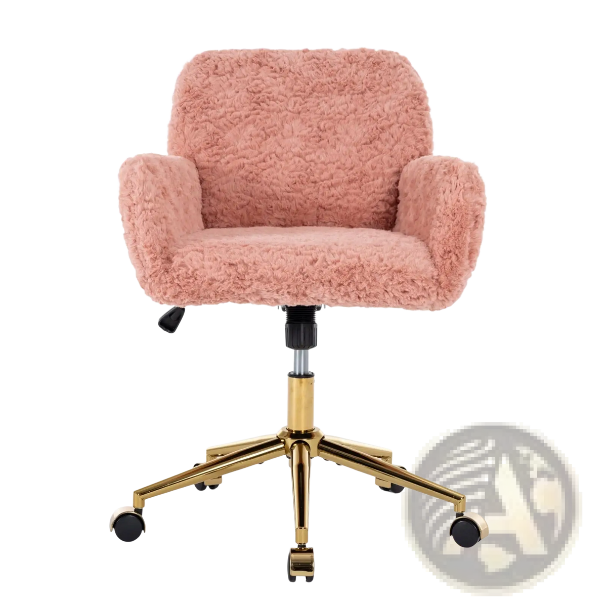 Pink Faux Fur Office Chair with Gold Metal Base