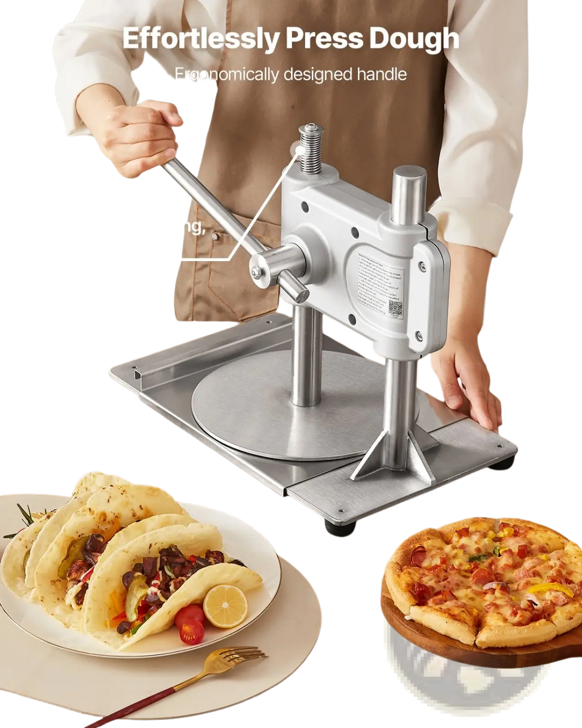 Pizza Dough Press Machine 9.5 Inch Manual Sheeter