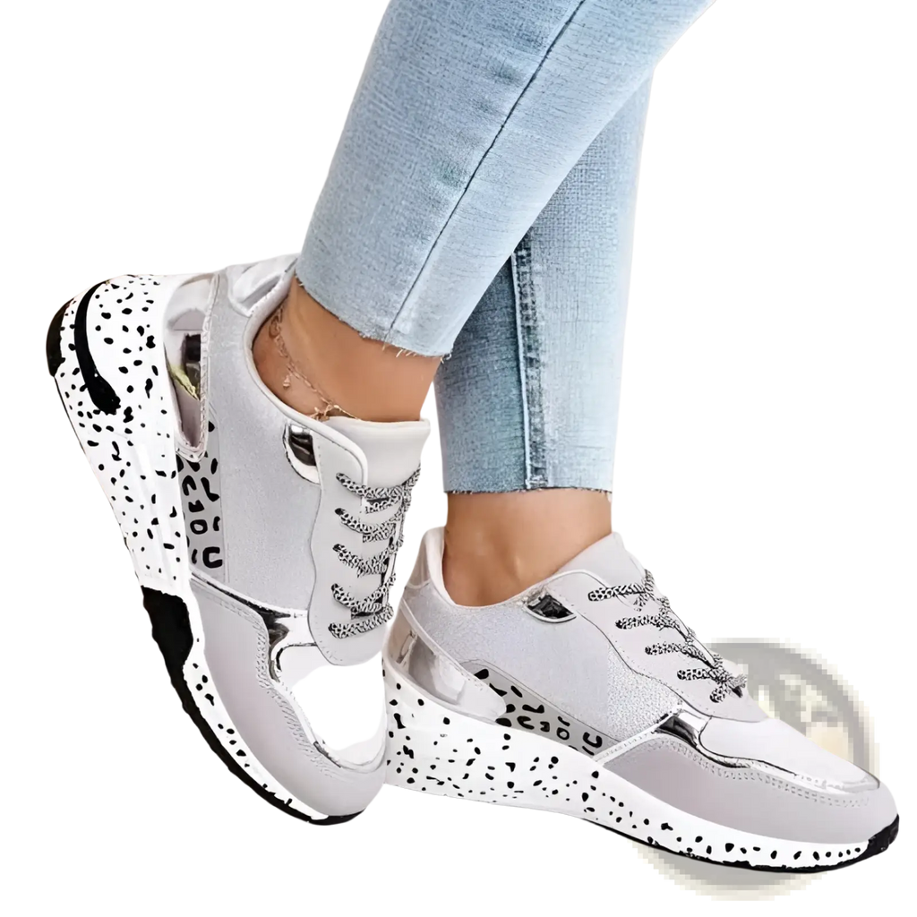 Platform Sneakers Mesh Wedge Lace Up Casual Shoes